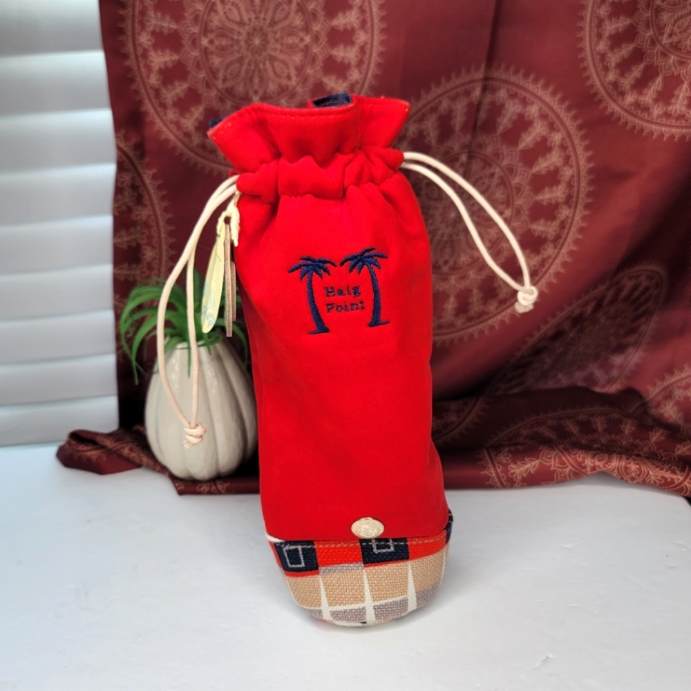 Spartina Wine Bag Linen & Suede Red NWT